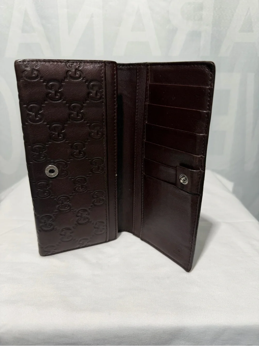 Gucci Dark Brown Embossed GG Continental Wallet